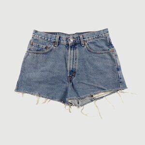 Levi's 550 Shorts Blue Relaxed Fit Distressed Cut-Off Denim size 14/32w #214
